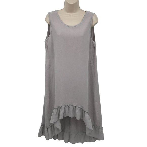 Misslook Womens Gray Ruffle High Low Hem Sleeveless Dress Size L - Picture 1 of 7